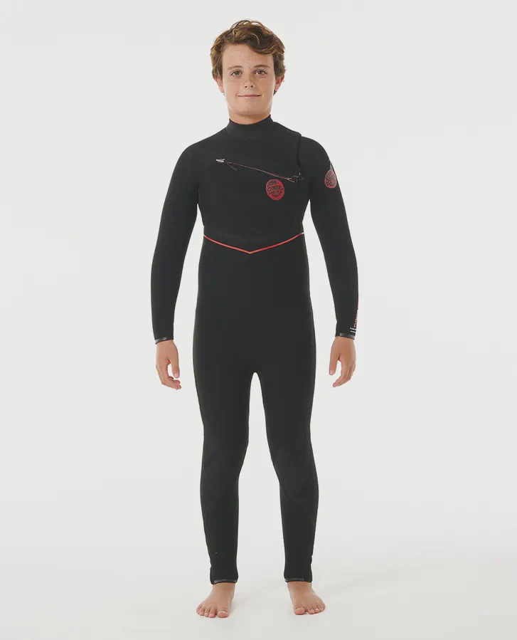Kids Rip Curl F-Bomb Fusion 4/3 Chest Zip - Black